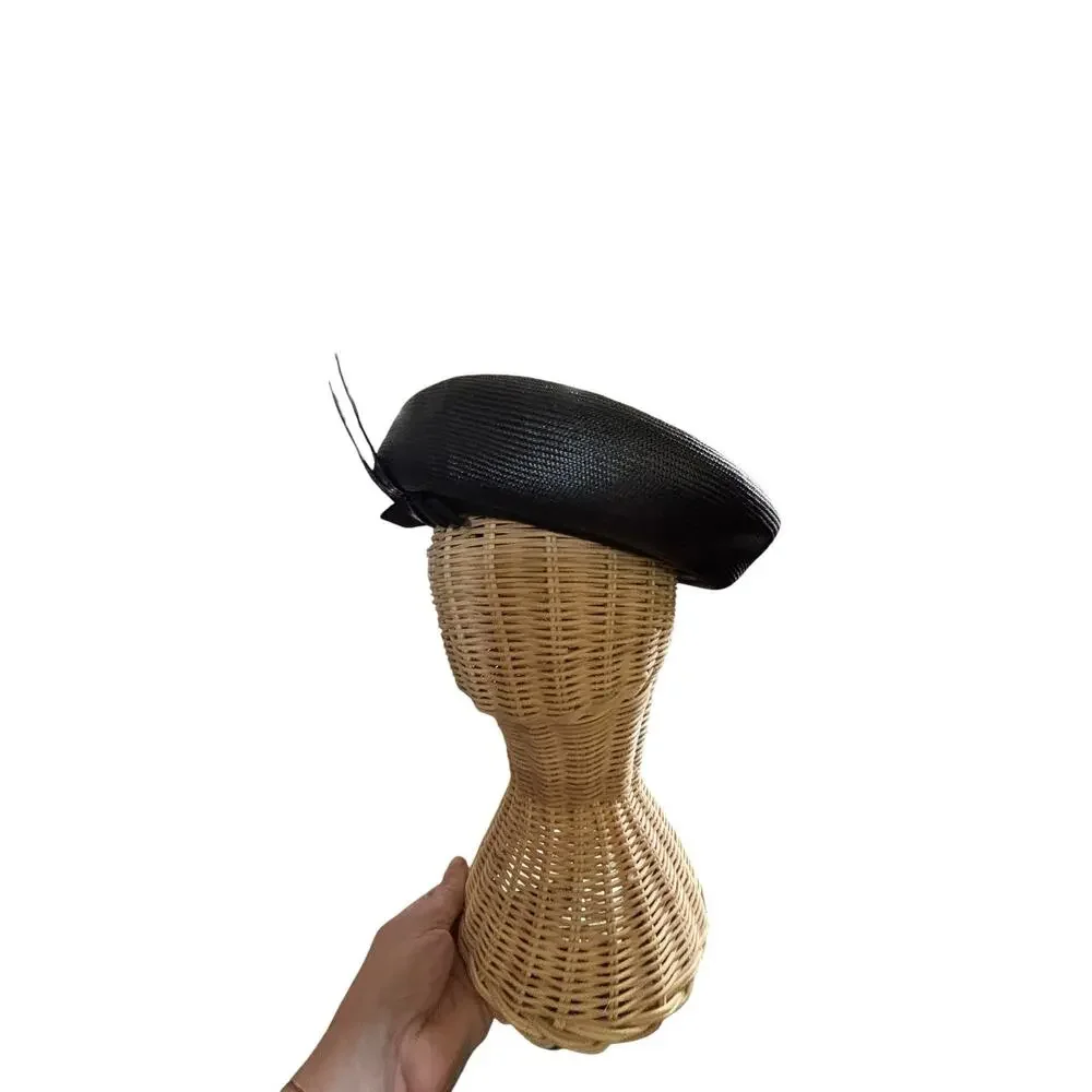 Vintage Black Sculptural Cocktail Hat Fascinator Avant Garde Derby Gothic